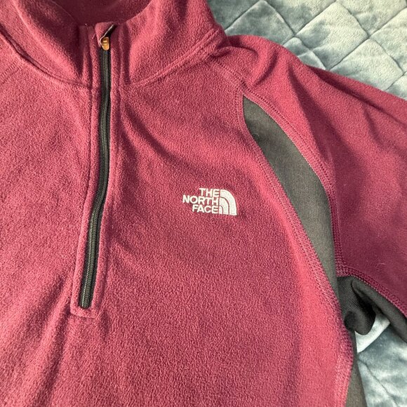 The North Face Womens Quarter-Zip Fleece Pullover Burgundy/Black M - Picture 4 of 5